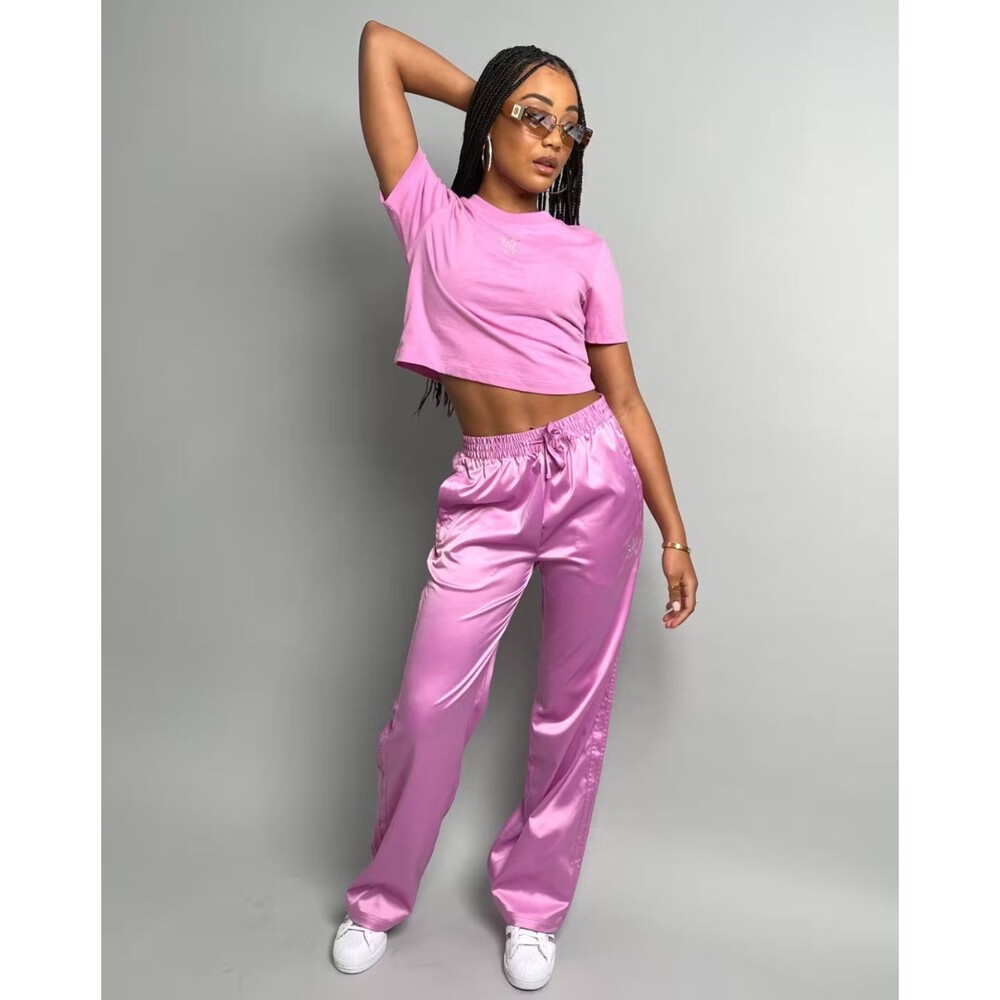 adidas Wide Leg Pants for Women glamorous pink size M